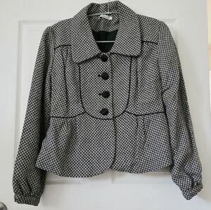 NWOT Vintage Wool Blend Peplum Houndstooth Jacket Blazer Size 10